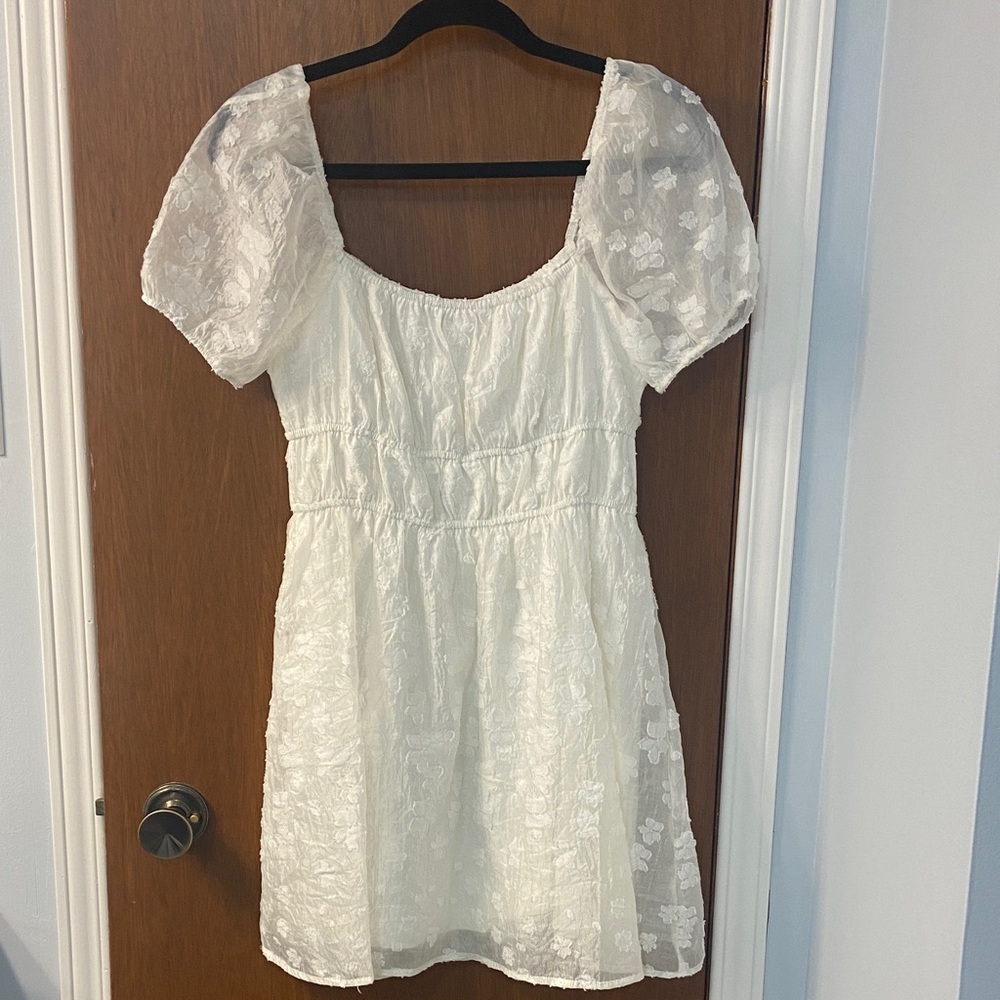 Lulu's White Puff Sleeve Dress